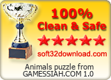 Animals puzzle from GAMESSIAH.COM 1.0 Clean & Safe award